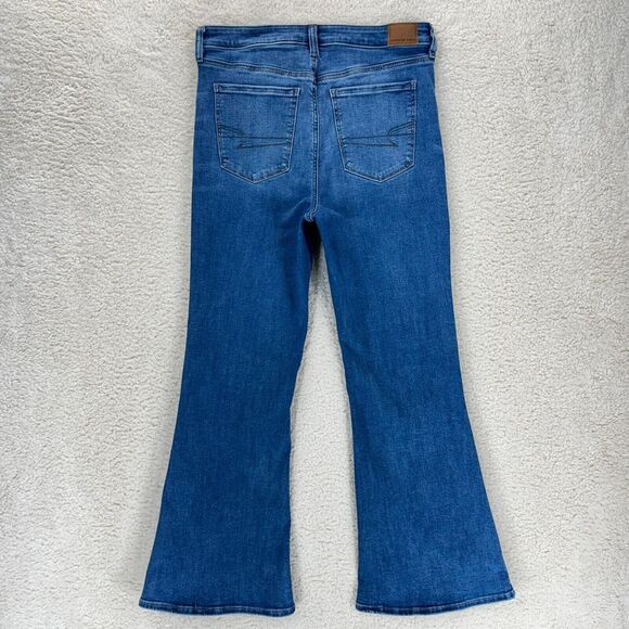 American Eagle Next Level Stretch Super Hi-Rise Flare Women Jeans 14 Retro Y2K - Picture 2 of 11